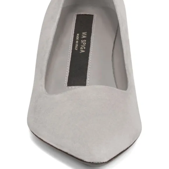 VIA SPIGA NIKOLE 55 LEATHER SUEDE GRAY PUMP HEELS