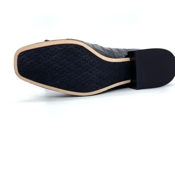 Via Spiga Women's Baudelaire Loafer Black Embossed Leather New