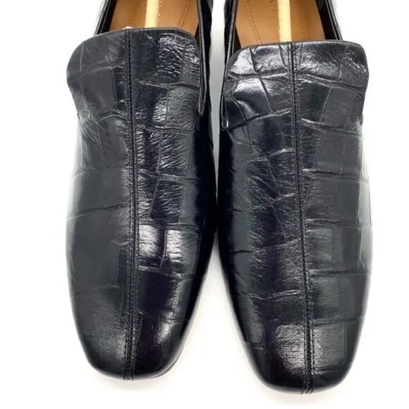 Via Spiga Women's Baudelaire Loafer Black Embossed Leather New