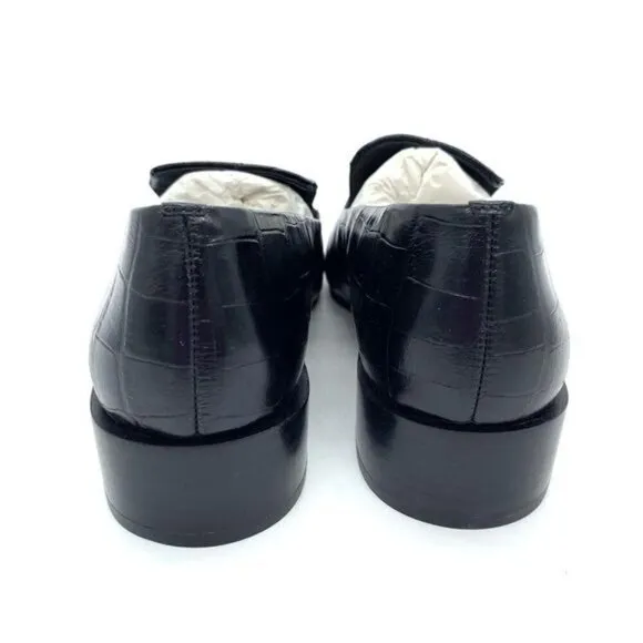 Via Spiga Women's Baudelaire Loafer Black Embossed Leather New