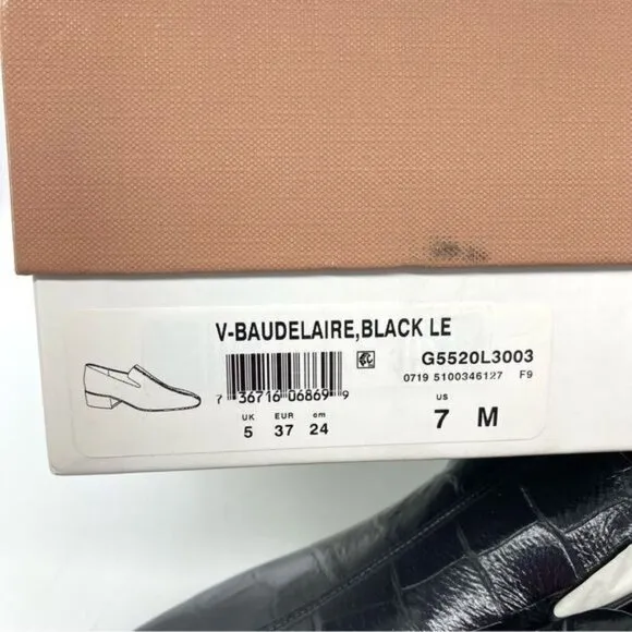 Via Spiga Women's Baudelaire Loafer Black Embossed Leather New