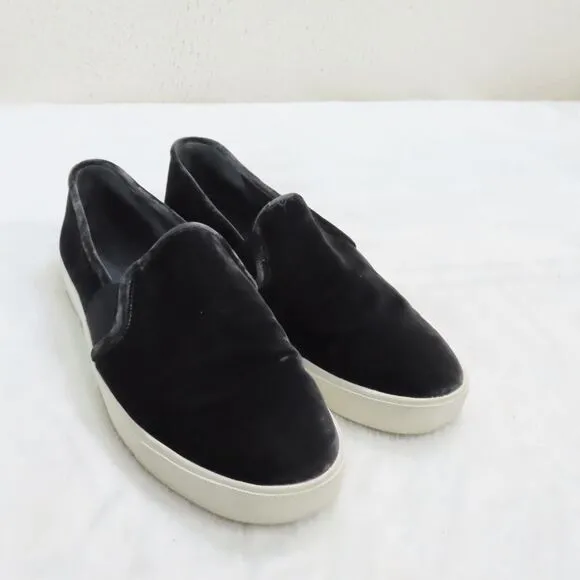 Vince Black Velvet Blair Slip On Sneaker Flat Shoes Womens Size 10M