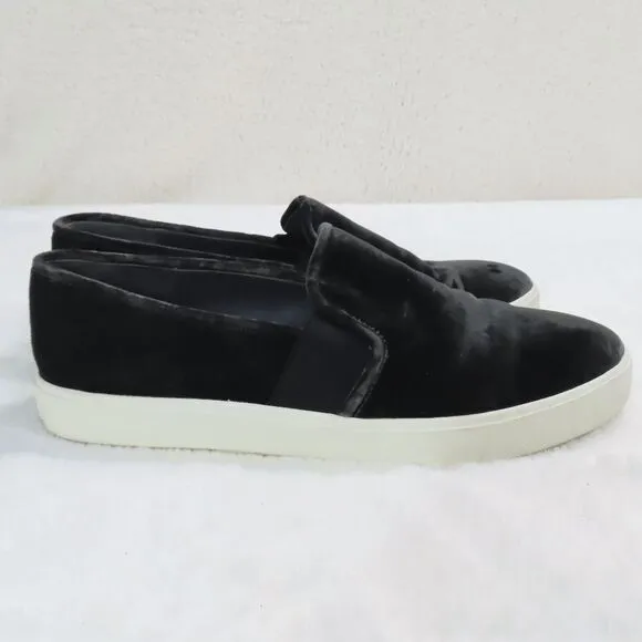 Vince Black Velvet Blair Slip On Sneaker Flat Shoes Womens Size 10M
