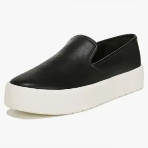 Vince Brenden B Black Leather Slip On Platform Sneaker Shoes Women's 7.5 M $225