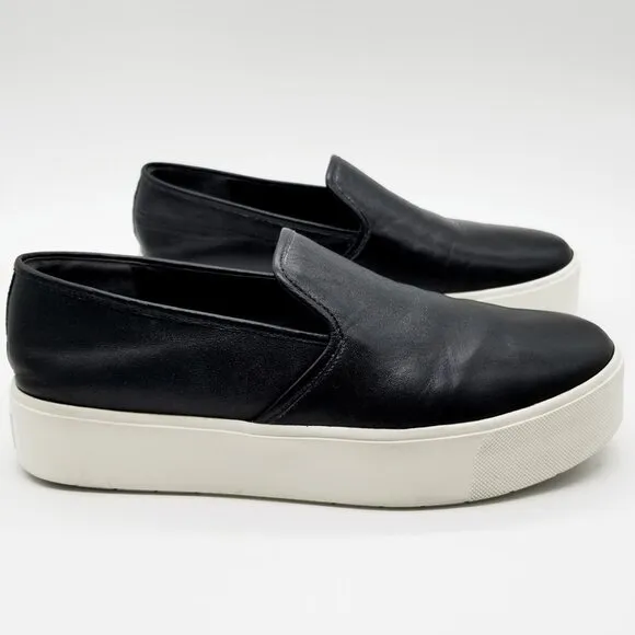 Vince Brenden B Black Leather Slip On Platform Sneaker Shoes Women's 7.5 M $225