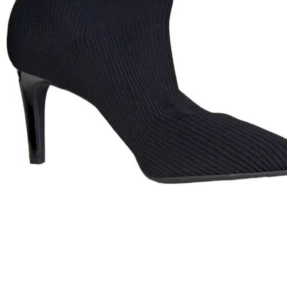 Vince Camuto Black Knit Pull-on Roreeta Heeled Stretch Knit Sock Boots 8 NEW