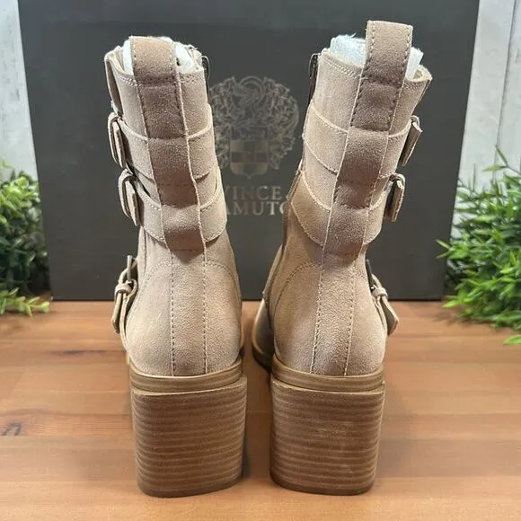 Vince Camuto Kempreea Suede Buckle Mid-Shaft Boots
