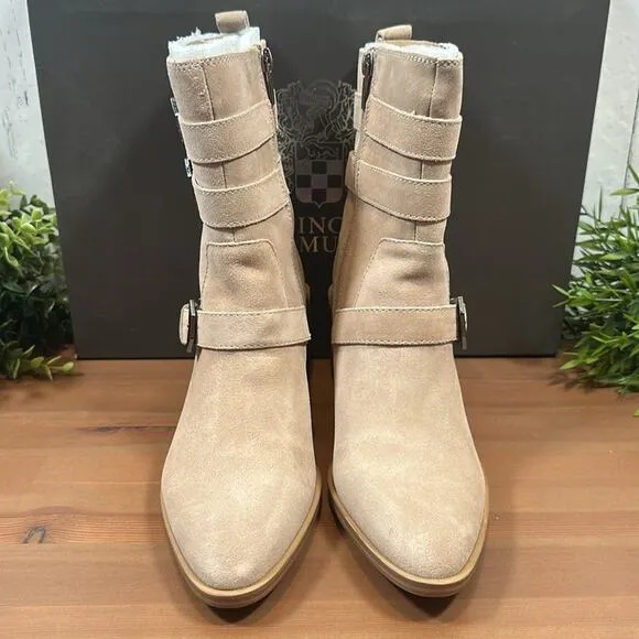 Vince Camuto Kempreea Suede Buckle Mid-Shaft Boots