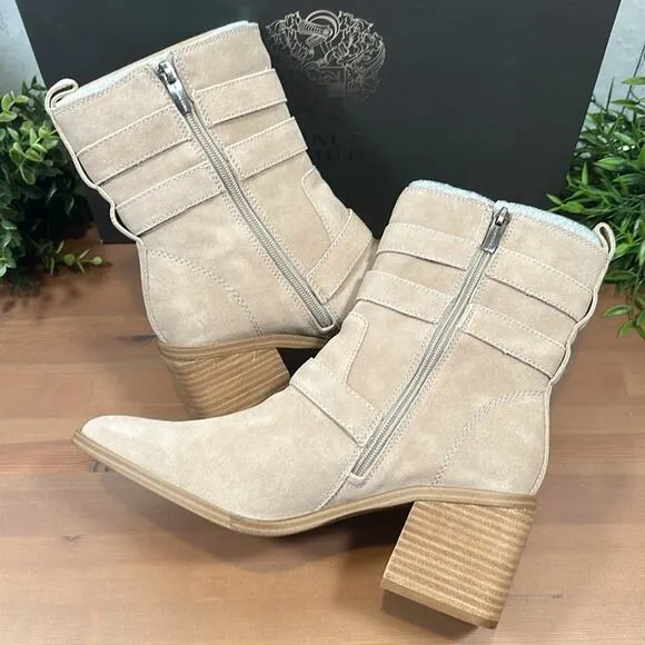 Vince Camuto Kempreea Suede Buckle Mid-Shaft Boots