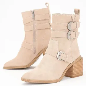 Vince Camuto Kempreea Suede Buckle Mid-Shaft Boots