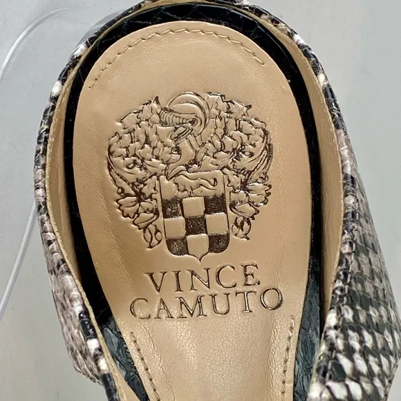 Vince Camuto Kendalynn Snakeskin Print Ankle Wrap Around Stiletto Heels S 8-1/2