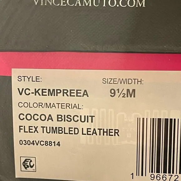 Vince Camuto Leather Buckle Mid-Shaft Zip Boots Kempreea Cocoa Biscuit 9.5 NIB