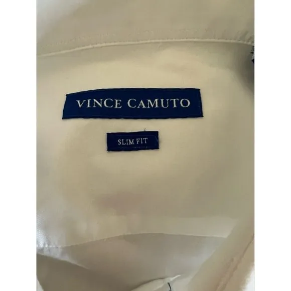 Vince Camuto Men's Shirt Dress Button Down White Slim Fit  Size 32/33