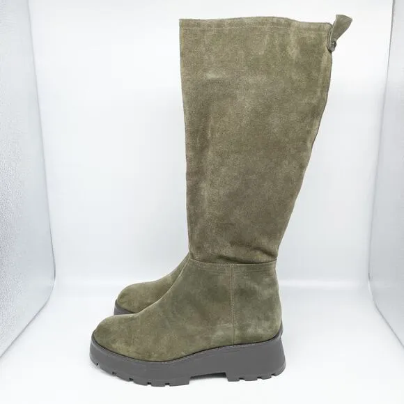 Vince Camuto Women's Nettrio Green Suede Lug Sole Tall Boot Size 8.5