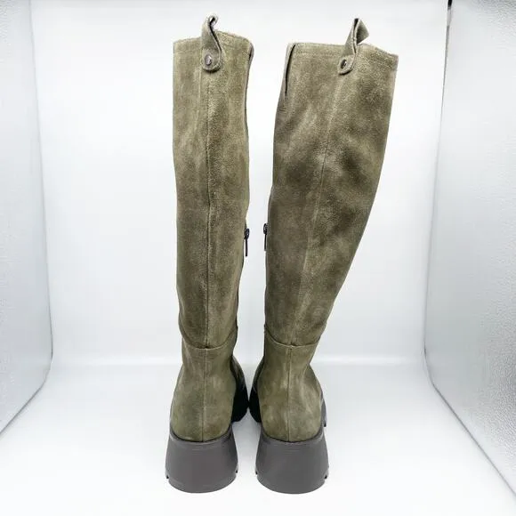 Vince Camuto Women's Nettrio Green Suede Lug Sole Tall Boot Size 8.5