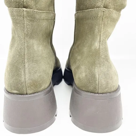 Vince Camuto Women's Nettrio Green Suede Lug Sole Tall Boot Size 8.5