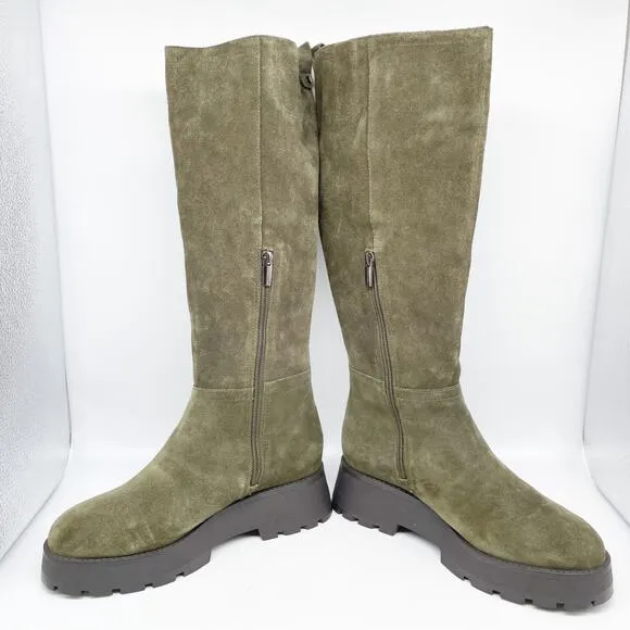 Vince Camuto Women's Nettrio Green Suede Lug Sole Tall Boot Size 8.5