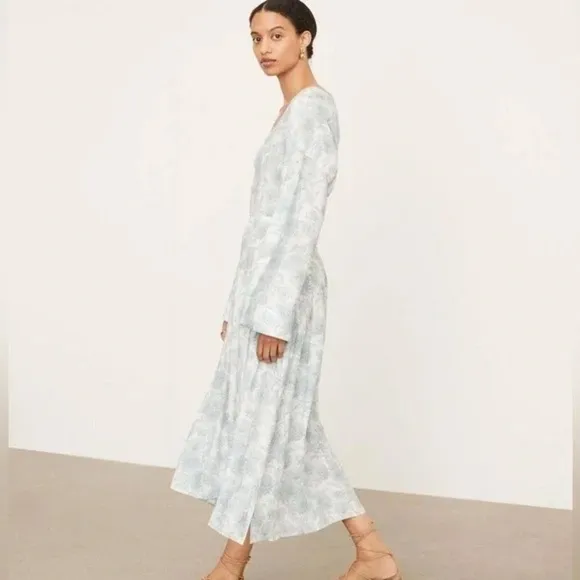 Vince Dahlia Long Sleeve Double V-Neck Dress Sz XS NWT