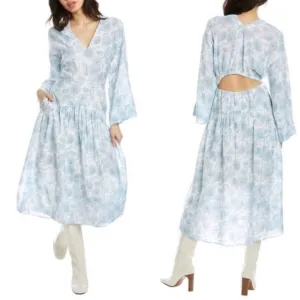 Vince Dahlia Long Sleeve Double V-Neck Dress Sz XS NWT