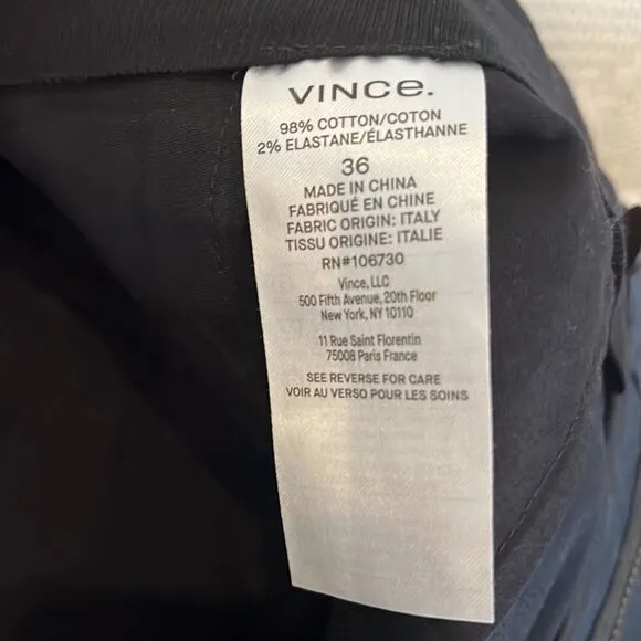 Vince Mens Chino Griffith Pant in Coastal Navy, Size 36, NWT Slim Fit