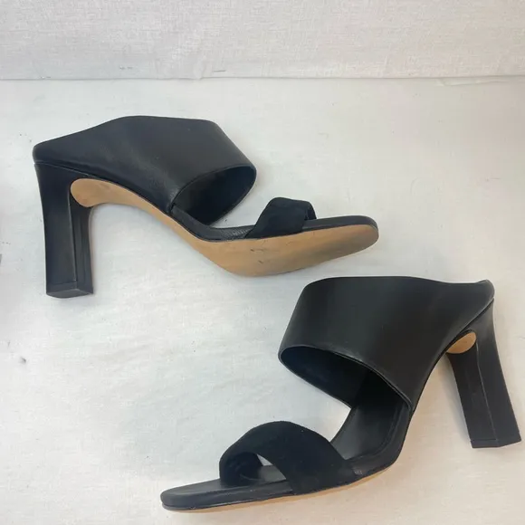 VINCE Womens Quinn Leather Suede Square‎ Toe Slip On Sandals Heels 9.5,G 134