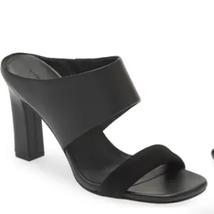 VINCE Womens Quinn Leather Suede Square‎ Toe Slip On Sandals Heels 9.5,G 134
