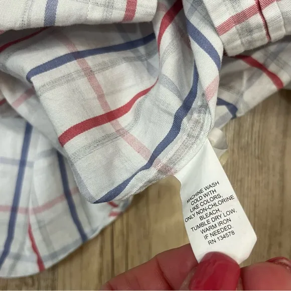 Vineyard Vines slim fit whale shirt plaid white blue size Large