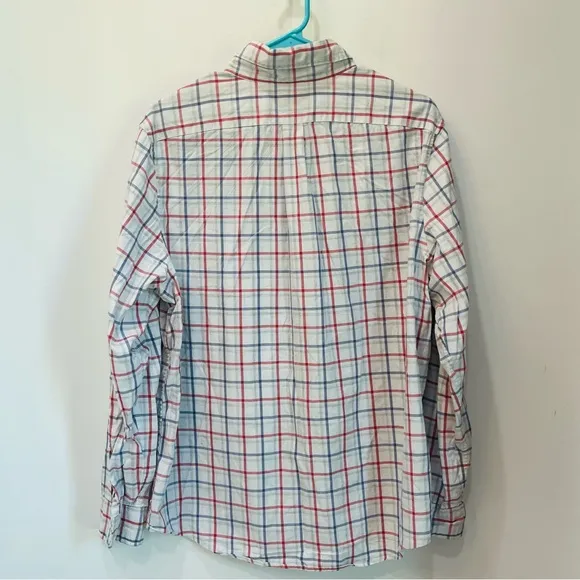 Vineyard Vines slim fit whale shirt plaid white blue size Large
