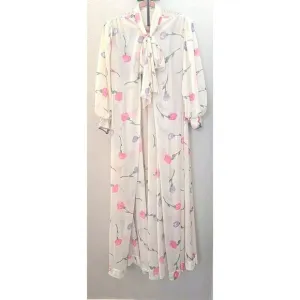 Vintage 1960s Lucie Ann Caftan, Dressing‎ Gown Long Sleeve w/ Signature Print