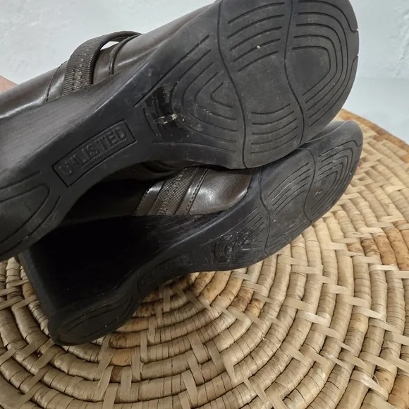 Vintage 1990s Y2K Chunky Wedge Square Toe Brown Mary Jane Shoes 7.5