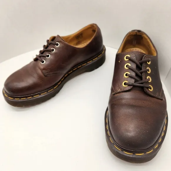 Vintage 90s Dr.Martens oxford shoes men's 6 brown leather 1561/59 chunky Made UK