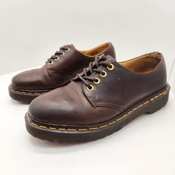 Vintage 90s Dr.Martens oxford shoes men's 6 brown leather 1561/59 chunky Made UK