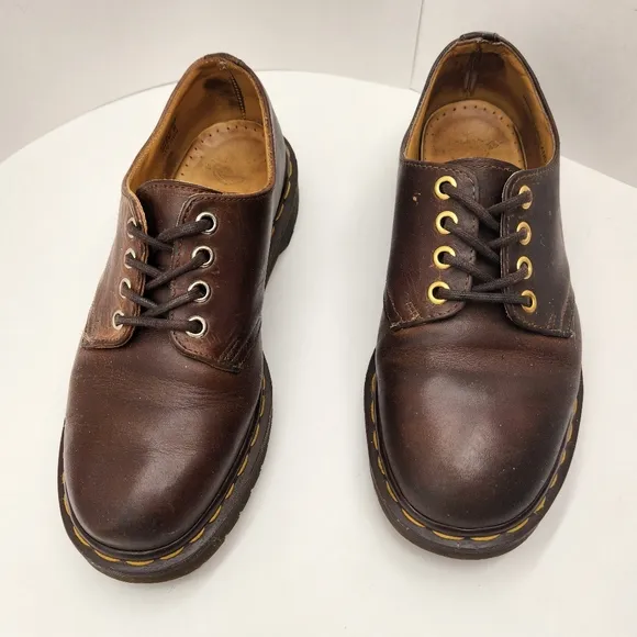 Vintage 90s Dr.Martens oxford shoes men's 6 brown leather 1561/59 chunky Made UK