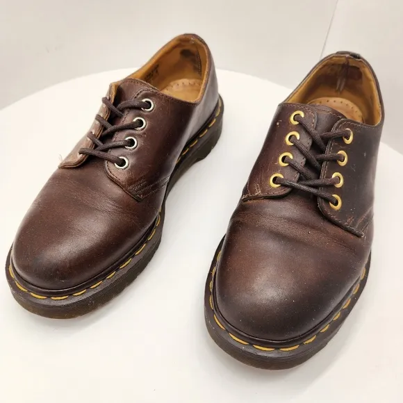 Vintage 90s Dr.Martens oxford shoes men's 6 brown leather 1561/59 chunky Made UK