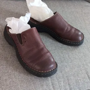 Vintage 90's Genuine Leather Platform Slide Mule Sandal Shoe Size 8.5