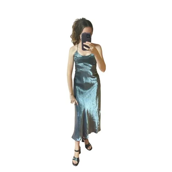 Vintage 90’s Silver Metallic Formal Dress