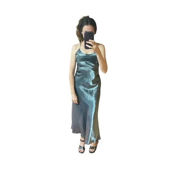 Vintage 90’s Silver Metallic Formal Dress