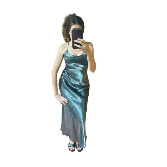 Vintage 90’s Silver Metallic Formal Dress