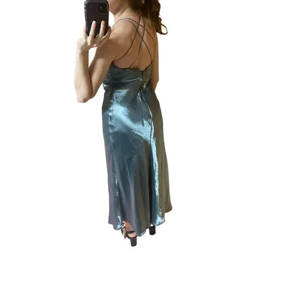Vintage 90’s Silver Metallic Formal Dress