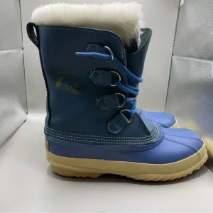Vintage Blue‎ Sorel Manitou Leather Waterproof Wool Lined Winter Boots Size 8