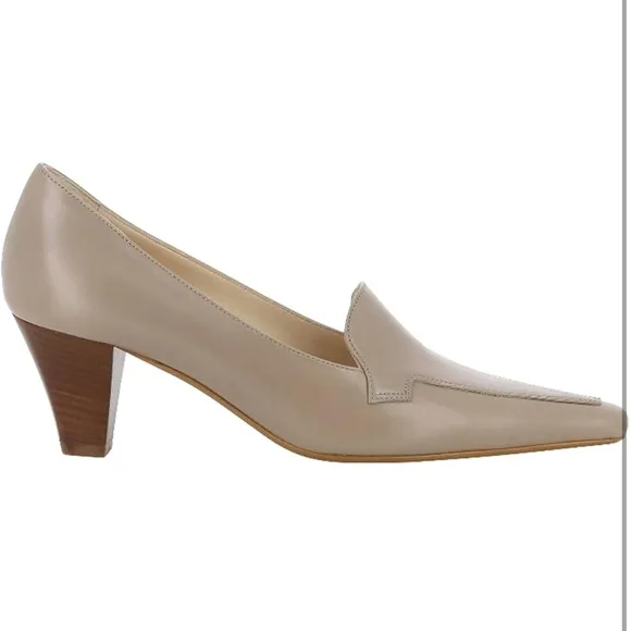 Vintage Chunky Pumps Shoes Square Pointed Toe Slip On Loafers Cone Heel Oxford