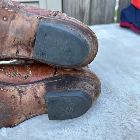 Vintage Code West Cowboy Boots Size 7 Pointed Toe Mid-Calf