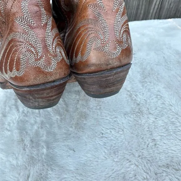Vintage Code West Cowboy Boots Size 7 Pointed Toe Mid-Calf