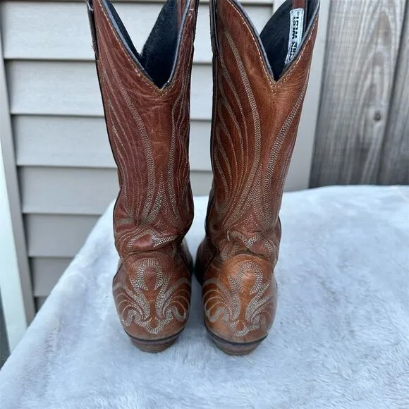 Vintage Code West Cowboy Boots Size 7 Pointed Toe Mid-Calf