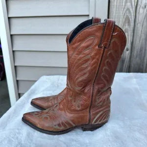 Vintage Code West Cowboy Boots Size 7 Pointed Toe Mid-Calf