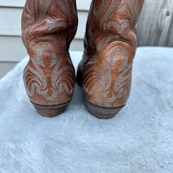 Vintage Code West Cowboy Boots Size 7 Pointed Toe Mid-Calf