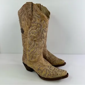 Vintage Corral Women's A2839 Tan Mid-Calf Cowboy Western Boots - Size 6.5 M