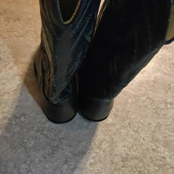 Vintage Durango Cowboy Boots Mens Size 7.5 D Goodyear Black Western Leather