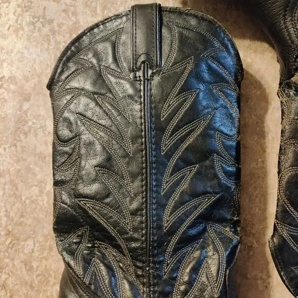 Vintage Durango Cowboy Boots Mens Size 7.5 D Goodyear Black Western Leather