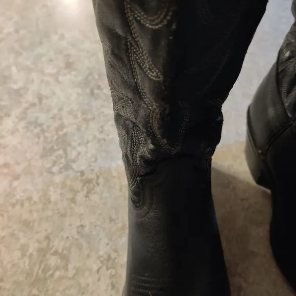 Vintage Durango Cowboy Boots Mens Size 7.5 D Goodyear Black Western Leather